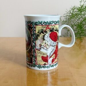 Dunoon Christmas Mug Victorian Santa Claus Holly Print Made in Scotland 4”